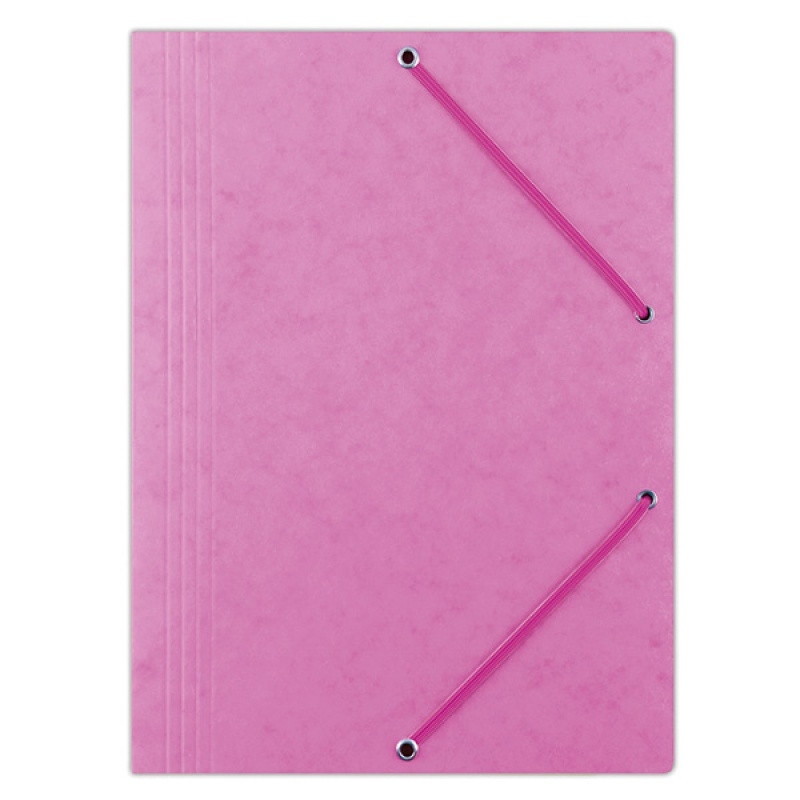 PAKIET Teczka z gumką DONAU, preszpan, A4, 390gsm, 3-skrz., różowa