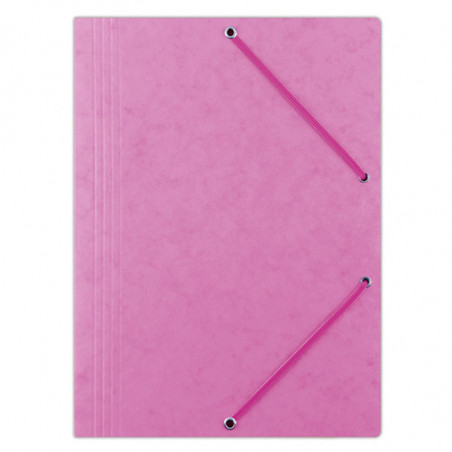 PAKIET Teczka z gumką DONAU, preszpan, A4, 390gsm, 3-skrz., różowa