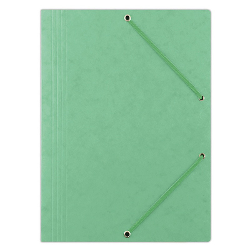 PAKIET Teczka z gumką DONAU, preszpan, A4, 390gsm, 3-skrz., jasnozielona