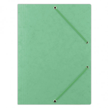 PAKIET Teczka z gumką DONAU, preszpan, A4, 390gsm, 3-skrz., jasnozielona