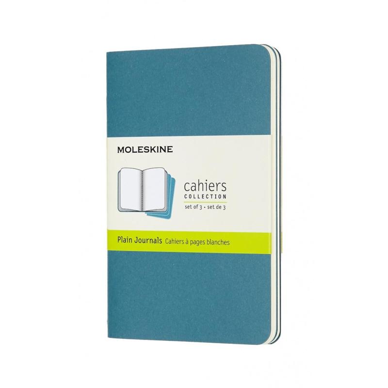 Zestaw 3 zeszytów MOLESKINE Cahier Journals, P, 9x14cm, gładki, 64 strony, brisk blue