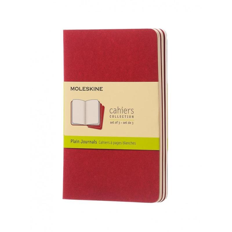 Zestaw 3 zeszytów MOLESKINE Cahier Journals, P, 9x14cm, gładki, 64 strony, cranberry red