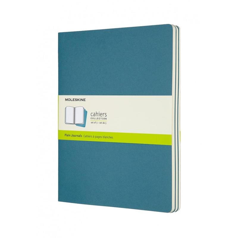 Zestaw 3 zeszytów MOLESKINE Cahier Journals, XL, 19x25cm, gładki, 120 stron, brisk blue