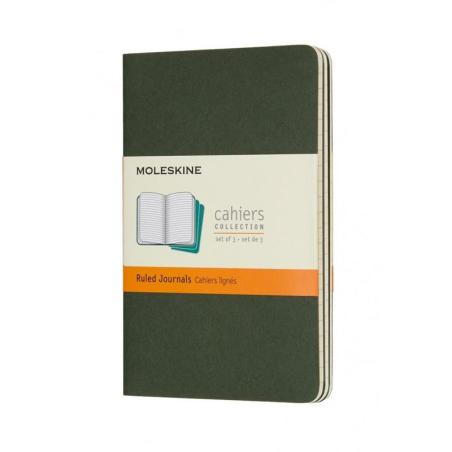 Zestaw 3 zeszytów MOLESKINE Cahier Journals, P, 9x14cm, w linie, 64 strony, myrtle green