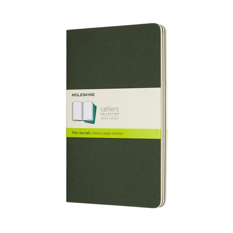 Zestaw 3 zeszytów MOLESKINE Cahier, L, 13x21cm, gładki, 80 stron, myrtle green