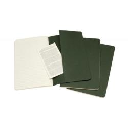 Zestaw 3 zeszytów MOLESKINE Cahier, L, 13x21cm, w linie, 80 stron, myrtle green