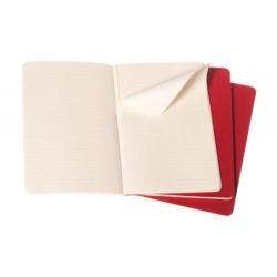 Zestaw 3 zeszytów MOLESKINE Cahier, P, 9x14cm, w linie, 64 stron, cranberry red