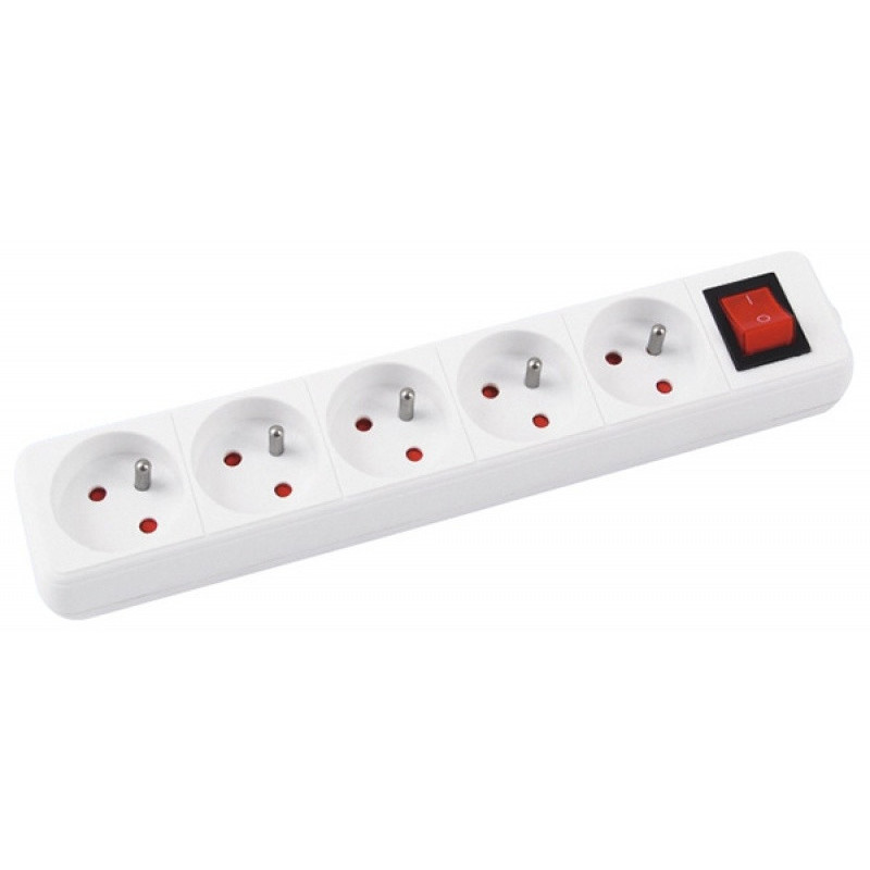 Przedłużacz OFFICE PRODUCTS, 5 gniazd, 3m, z uziemieniem i wyłącznikiem, biały
