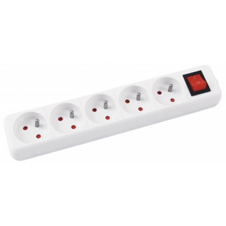 Przedłużacz OFFICE PRODUCTS, 5 gniazd, 3m, z uziemieniem i wyłącznikiem, biały