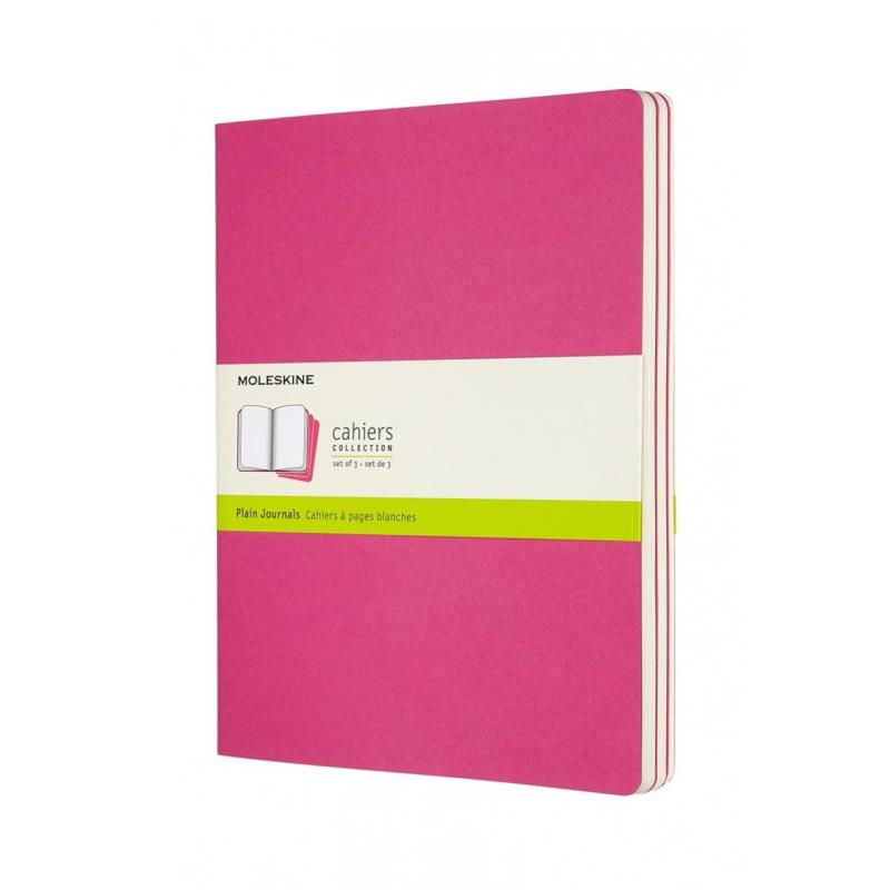Zestaw 3 zeszytów MOLESKINE Cahier, XL, 19x25cm, gładki, 120 stron, kinetic pink