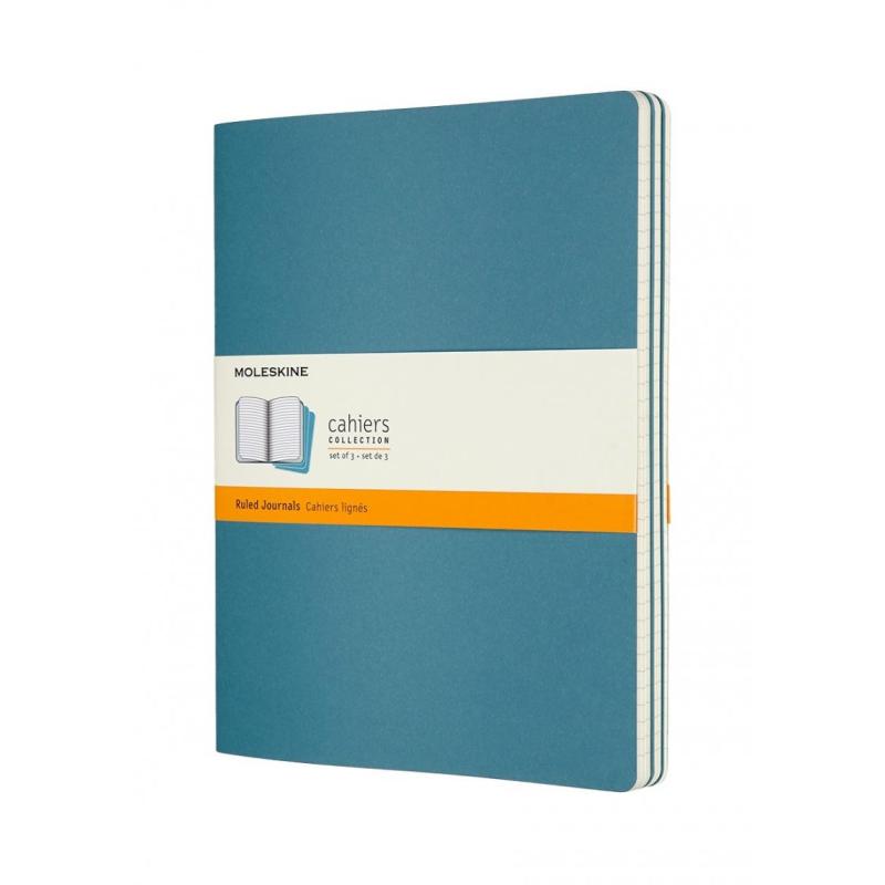 Zestaw 3 zeszytów MOLESKINE Cahier, XL, 19x25cm, w linie, 120 stron, brisk blue