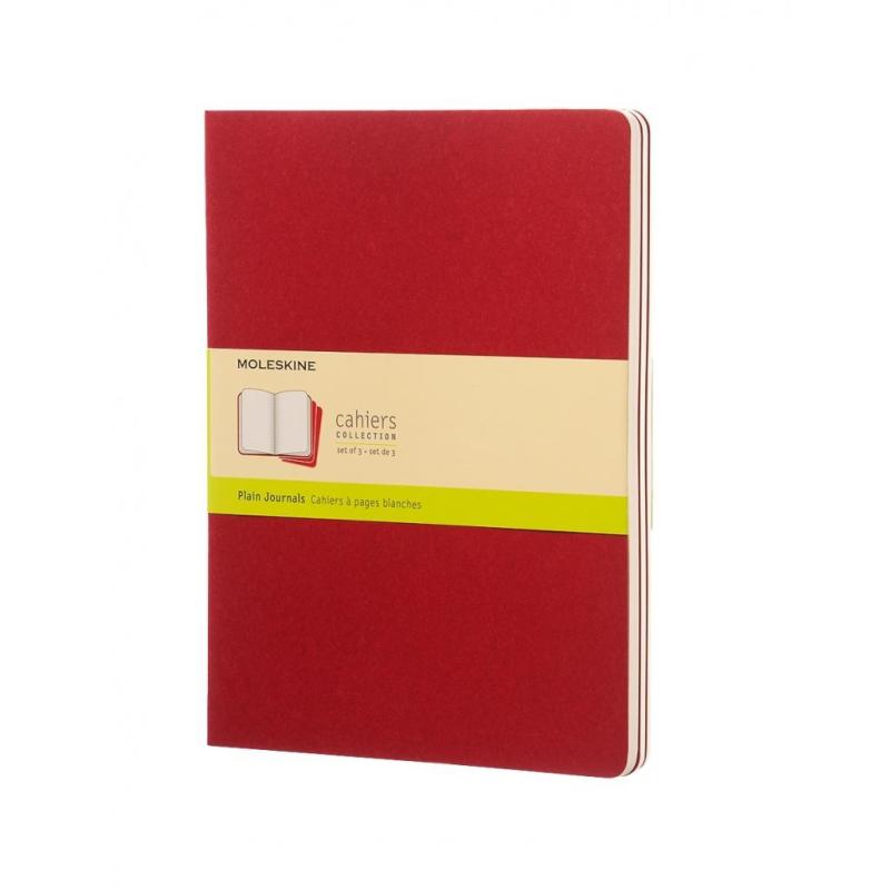 Zestaw 3 zeszytów MOLESKINE Cahier, XL, 19x25cm, gładki, 120 stron, cranberry red