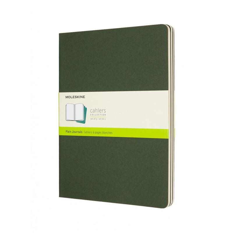 Zestaw 3 zeszytów MOLESKINE Cahier, XL, 19x25cm, gładki, 120 stron, myrtle green
