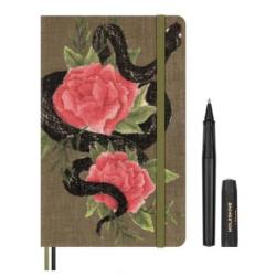 Zestaw KAWECO X MOLESKINE 2025, notes Snake Roses, L, 13x21cm, w linie + długopis, w pudełku