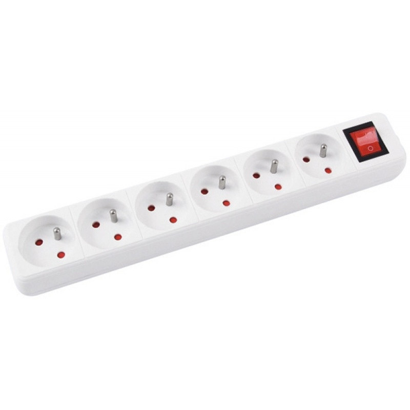 Przedłużacz OFFICE PRODUCTS, 6 gniazd, 1,5m, z uziemieniem i wyłącznikiem, biały