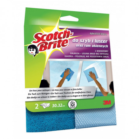 Ścierka z mikrofibry SCOTCH BRITE do szyb i luster, 2szt., ciemno/jasnoniebieskie