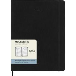 Kalendarz miesięczny MOLESKINE 2026, 12M, XL, miękka oprawa, 19x25cm, czarny
