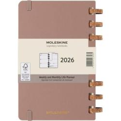Kalendarz tygodniowy/miesięczny na spirali MOLESKINE 2026, 12M, L, twarda oprawa, 13x21cm, crush almond