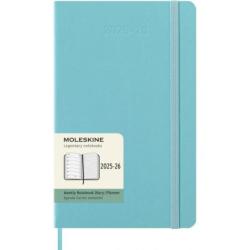 Kalendarz tygodniowy MOLESKINE 2025/26, 18M, L, twarda oprawa, 13x21cm, aquamarine