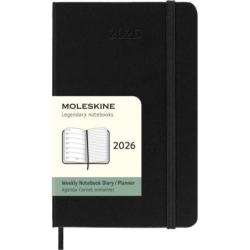 Kalendarz tygodniowy MOLESKINE 2026, 12M, P, twarda oprawa, 9x14cm, czarny