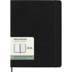 Kalendarz tygodniowy MOLESKINE 2026, 12M, XL, miękka oprawa, 19x25cm, czarny