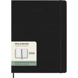 Kalendarz tygodniowy MOLESKINE 2026, 12M, XL, twarda oprawa, 19x25cm, czarny
