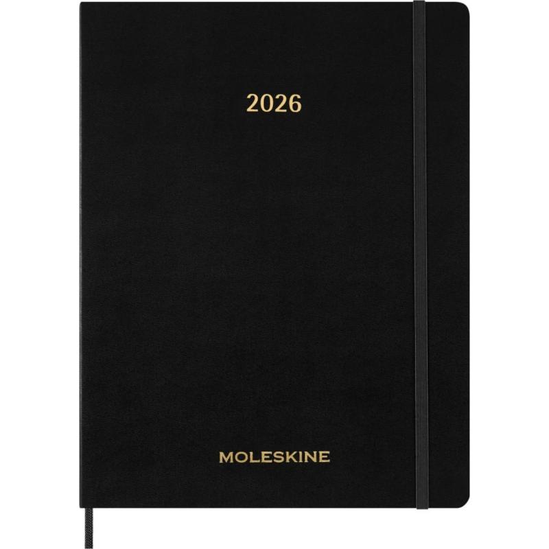 Kalendarz tygodniowy vertykalny MOLESKINE 2026, 15M, XXL, miękka oprawa, 23,5x28cm, czarny