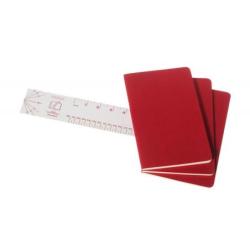 Zestaw 3 zeszytów MOLESKINE Cahier, L, 13x21cm, w linie, 80 stron, cranberry red