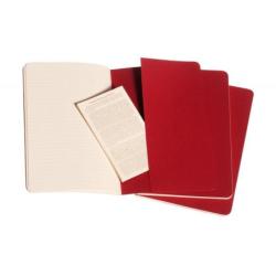 Zestaw 3 zeszytów MOLESKINE Cahier, L, 13x21cm, w linie, 80 stron, cranberry red