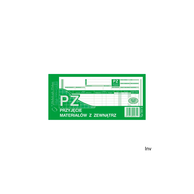 Michalczyk i Prokop 352-8 PZ przyjęcie materiałów z zewnątrz 1/3 A4 80 kartek