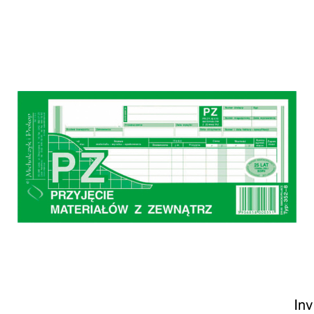 Michalczyk i Prokop 352-8 PZ przyjęcie materiałów z zewnątrz 1/3 A4 80 kartek
