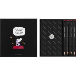 Zestaw MOLESKINE Peanuts Themed 2025, notes Snoopy + 4 ołówki, edycja limitowana, w pudełku