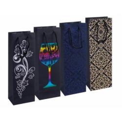 PAKIET Torebka na alkohol DONAU HOME, laminowana, 12x35,5x8cm, całoroczna, sznurek, mix wzorów
