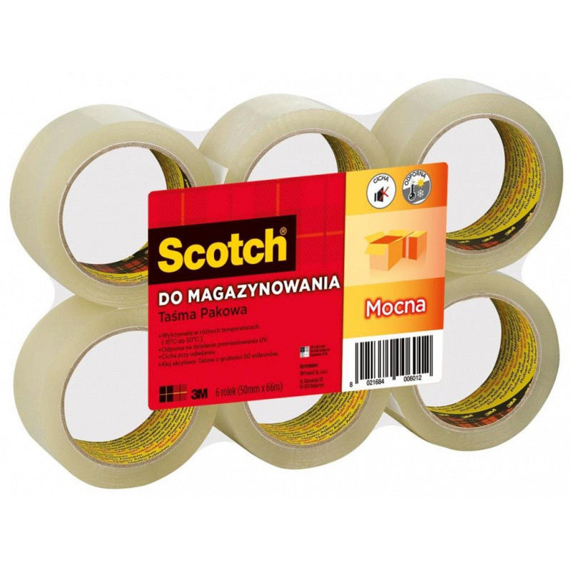 PAKIET Taśma pakowa do magazynowania SCOTCH (309 TSP), mocna, 50mm, 66m, transparentna