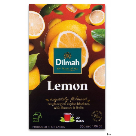 Herbata czarna DILMAH Lemon 20 torebek - orzeźwiający smak cytryny