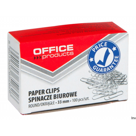Spinacze okrągłe srebrne 33 mm, 100 sztuk, Office Products