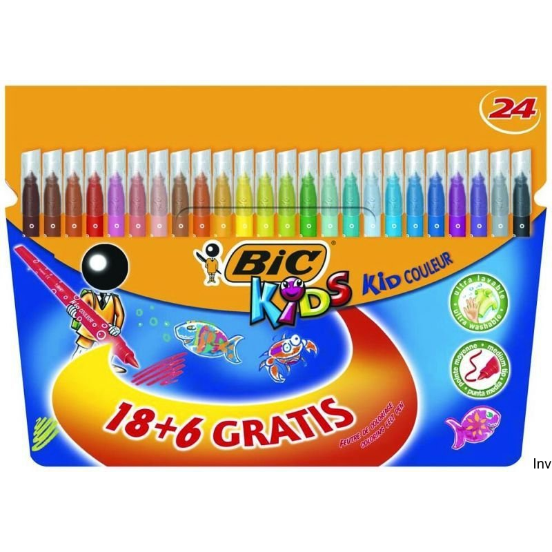 Flamastry BIC Kid Couleur 18 sztuk zmywalne tusze na bazie wody