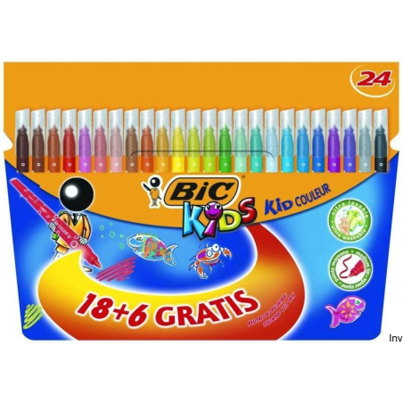 Flamastry BIC Kid Couleur 18 sztuk zmywalne tusze na bazie wody