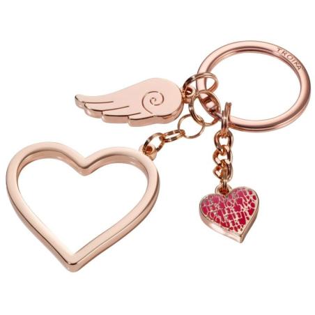 Brelok TROIKA Love Is In The Air, emaliowany metal, różowe złoto