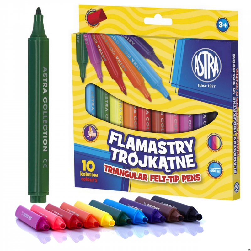 Flamastry Astra trójkątne jumbo 10 kolorów