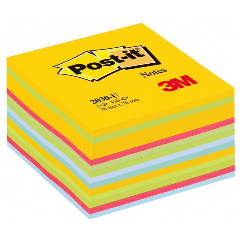 Kostka samoprzylepna POST-IT (2030-U), 76x76mm, 1x450 kart., kolorowa