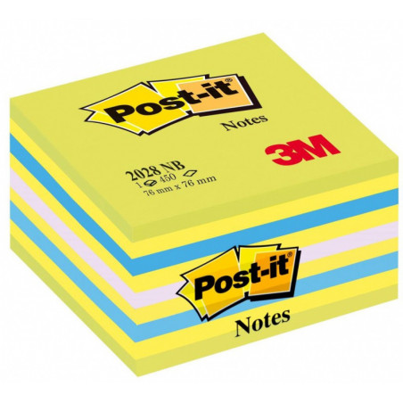 Kostka samoprzylepna POST-IT (2028-NB), 76x76mm, 1x450 kart., cukierkowa niebiesko-zielona