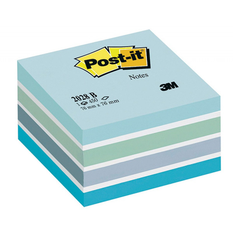 Kostka samoprzylepna POST-IT (2028-B), 76x76mm, 1x450 kart., niebieska