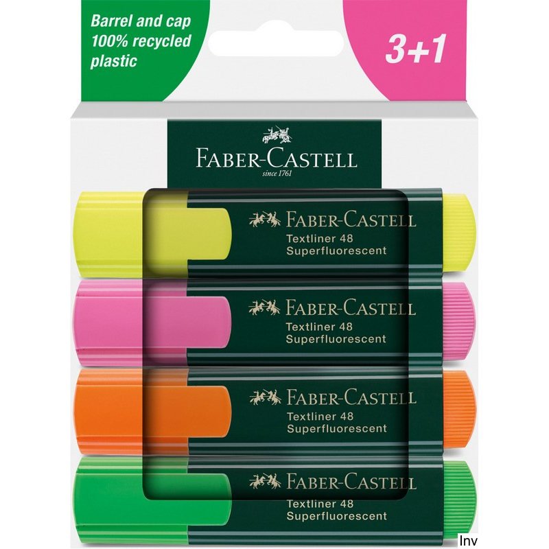 Zakreślacz Faber-Castell 1548 4 Kolory Neonowe w Opakowaniu Kartonowym