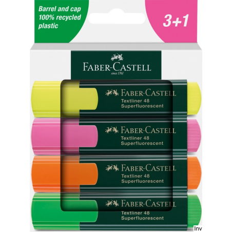 Zakreślacz Faber-Castell 1548 4 Kolory Neonowe w Opakowaniu Kartonowym