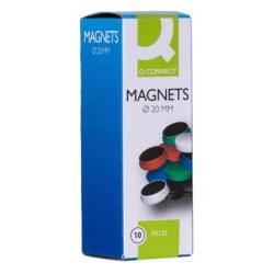 Magnesy do tablic Q-CONNECT, okrągłe, 20mm, 10szt, mix kolorów