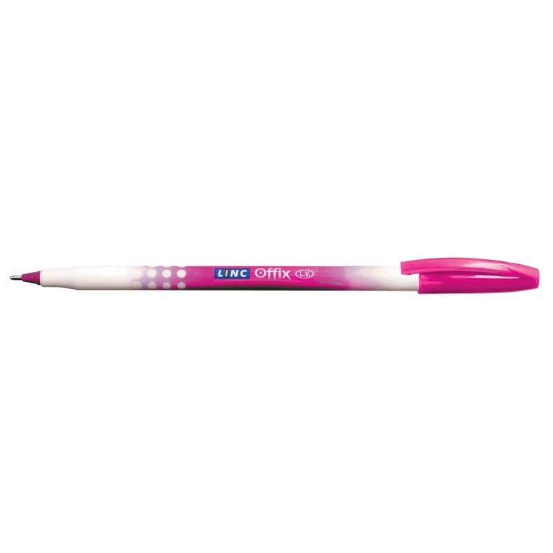 PAKIET Długopis LINC Offix, śr. kulki 1mm, gr. linii 0,33mm, różowy