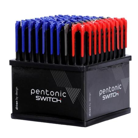Display długopisów PENTONIC Switch, śr. kulki 0,7 mm, gr. linii 0,3 mm, 100 szt., mix kolorów