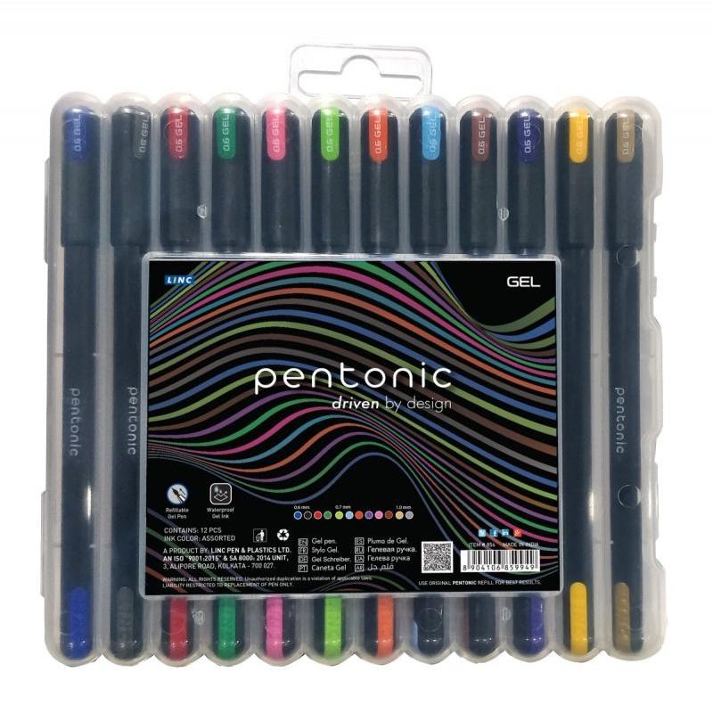 PAKIET Długopis żelowy PENTONIC, zestaw 12 szt, zawieszka, mix kolorów
