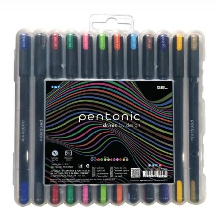 PAKIET Długopis żelowy PENTONIC, zestaw 12 szt, zawieszka, mix kolorów